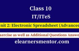 class 10 IT/ITeS Electronic Spreadsheet exercise questions answers